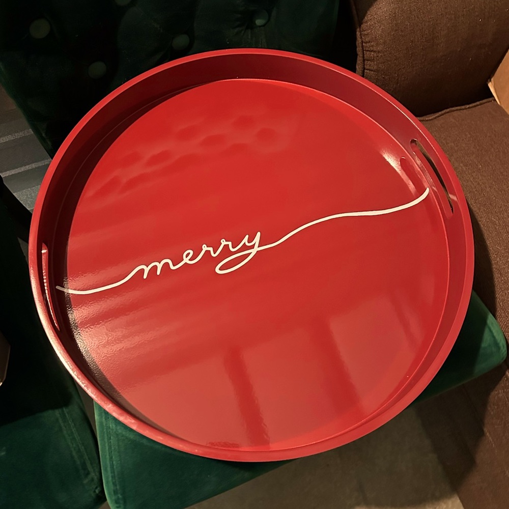Pottery Barn holiday serving tray Merry Christmas